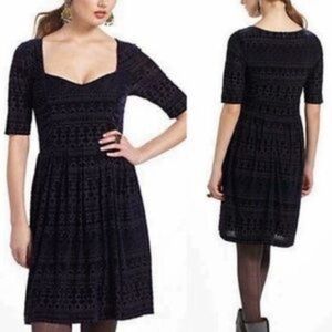 Meadow Rue Anthropologie navy burnout velvet dress size XS NWT